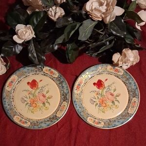 Vintage Daher 8" Decorative Tin Plates - Made In Holland